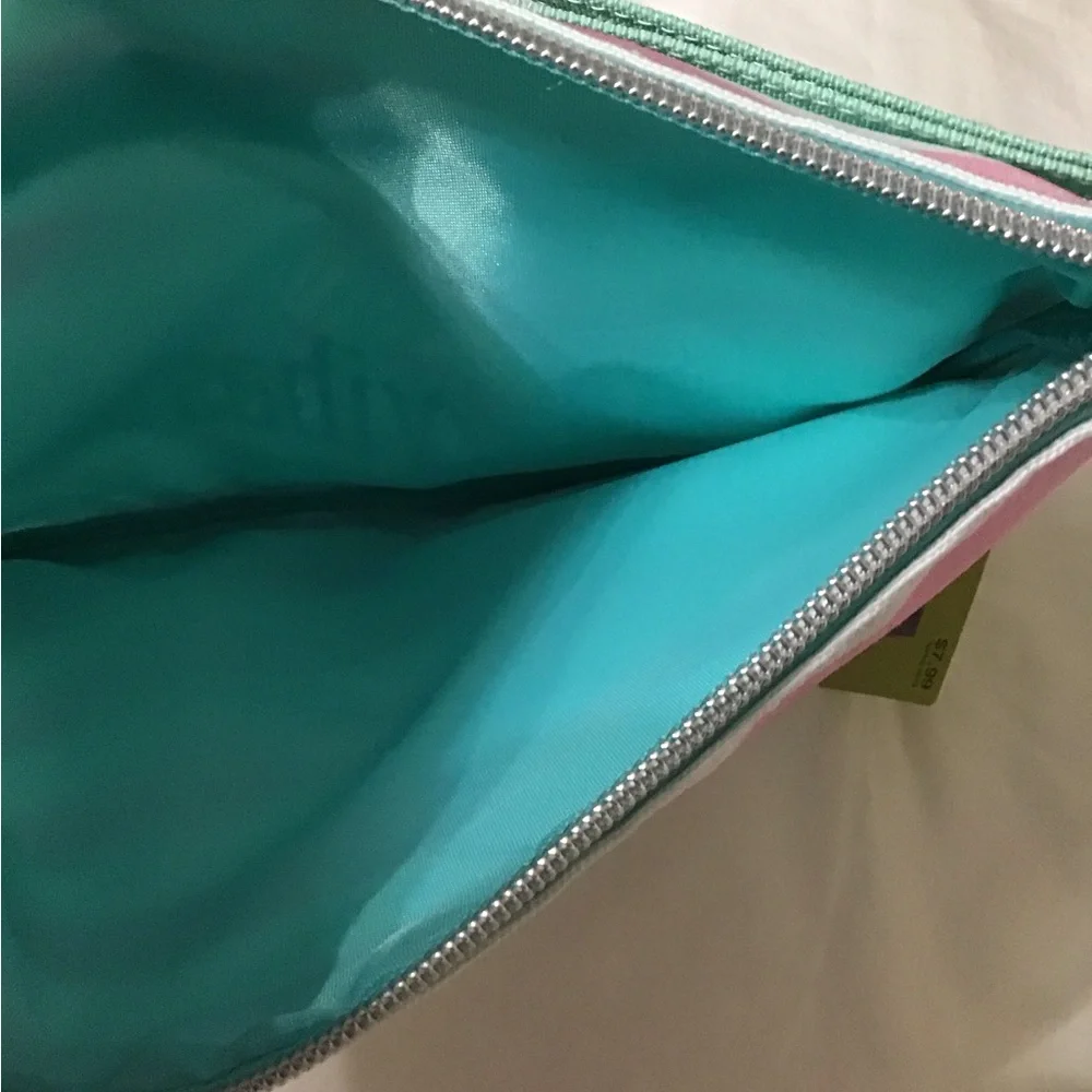 Striped Pouch with Tropical Design